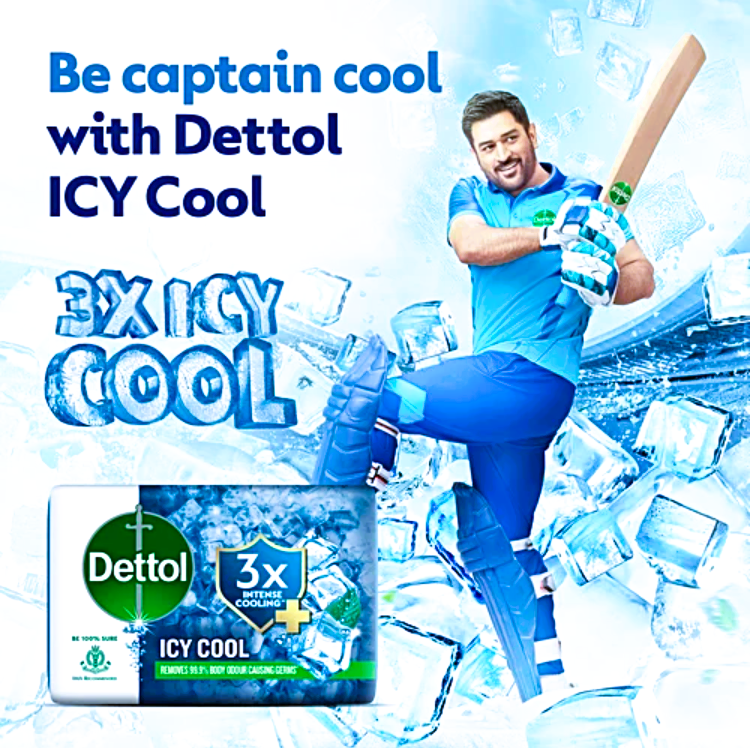 Dettol Icy Cool Bathing Soap Bar with 3x intense cooling, 100 g