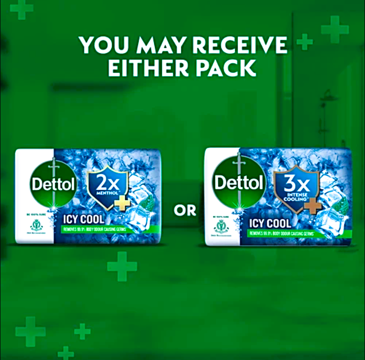 Dettol Icy Cool Bathing Soap Bar with 3x intense cooling, 100 g
