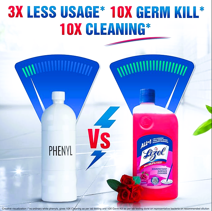 Lizol Disinfectant Surface & Floor Cleaner Liquid - Floral, 625 ml Bottle