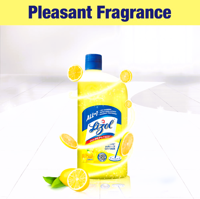 Lizol Disinfectant Surface & Floor Cleaner Liquid - Citrus, 625 ml Bottle