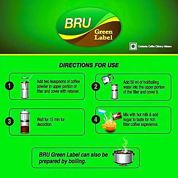 BRU Filter Coffee - Green Label, 500 g