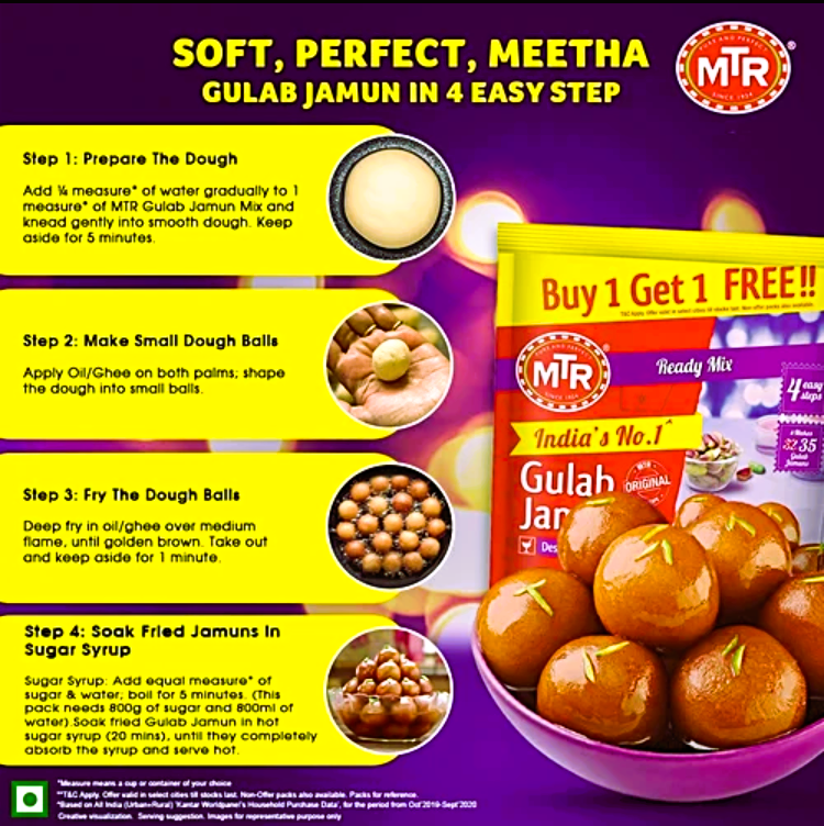 MTR Instant Gulab Jamun Ready Mix 175 g (Buy 1 Get 1 Free)