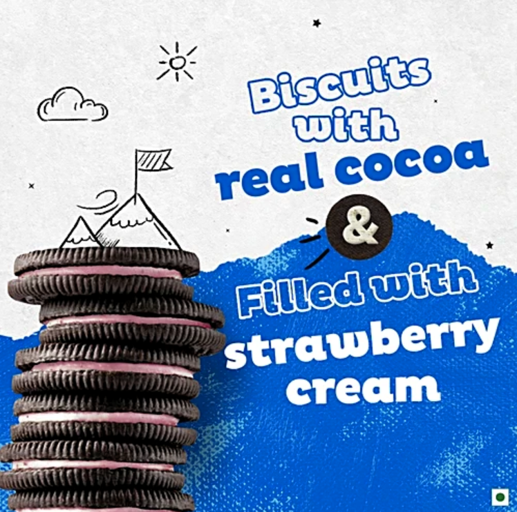 Cadbury Oreo Strawberry Creme Flavoured Chocolatey Sandwich Biscuits, 41.75 g