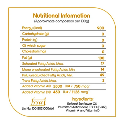 Fortune Sunlite Refined Sunflower Oil, 840 g Pouch