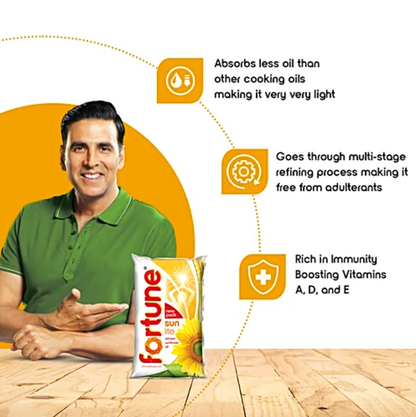 Fortune Sunlite Refined Sunflower Oil, 840 g Pouch