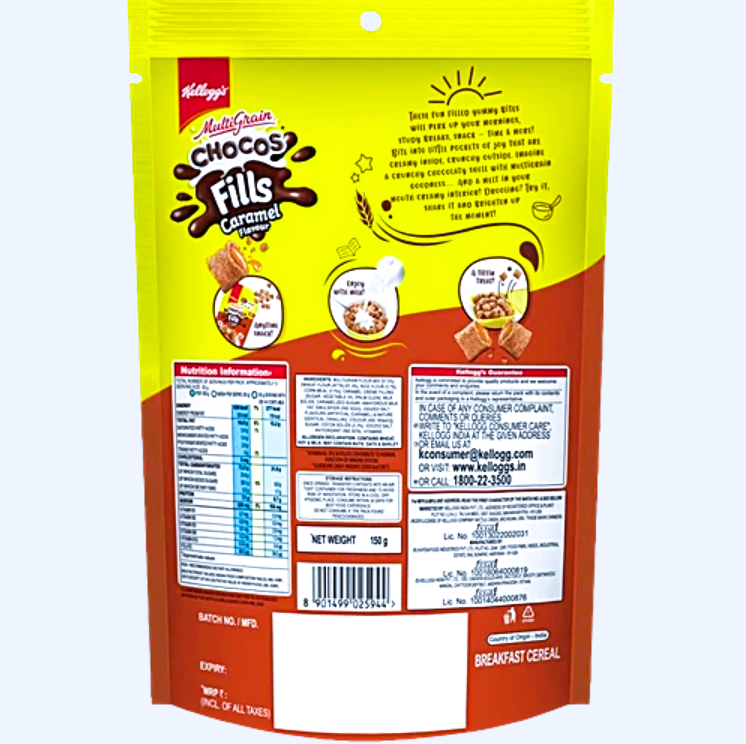 Kellogg's Multigrain Caramel Flavour Chocos Fills, 150 g