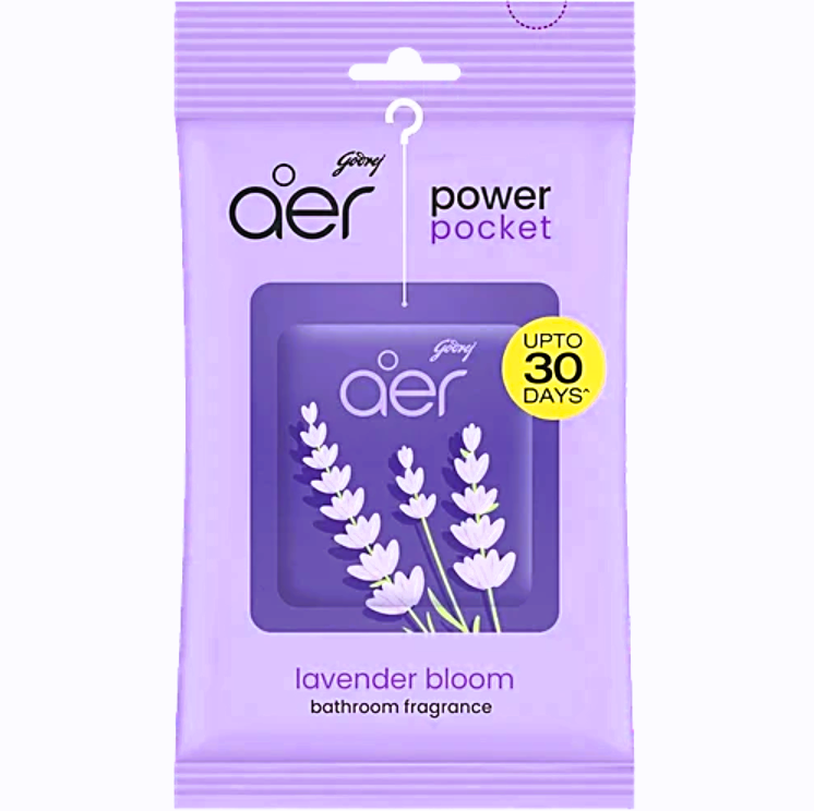 Godrej Aer Power Pocket - Long Lasting Bathroom Fragrance, Lavender Bloom , 10 g