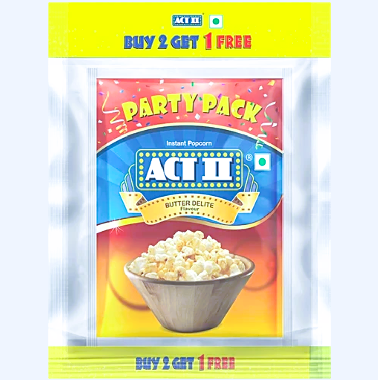 ACT II Butter Delite Flavour Instant Popcorn, 150 g (Buy 2 Get 1 Free)