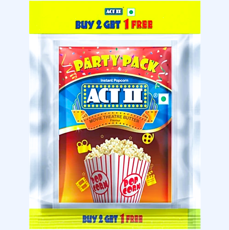 ACT II Movie Theatre Butter Instant Popcorn - Party Pack, 150 g (Buy 2 Get 1 Free)