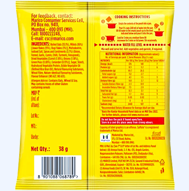 Saffola Masala & Coriander Oats 38 g