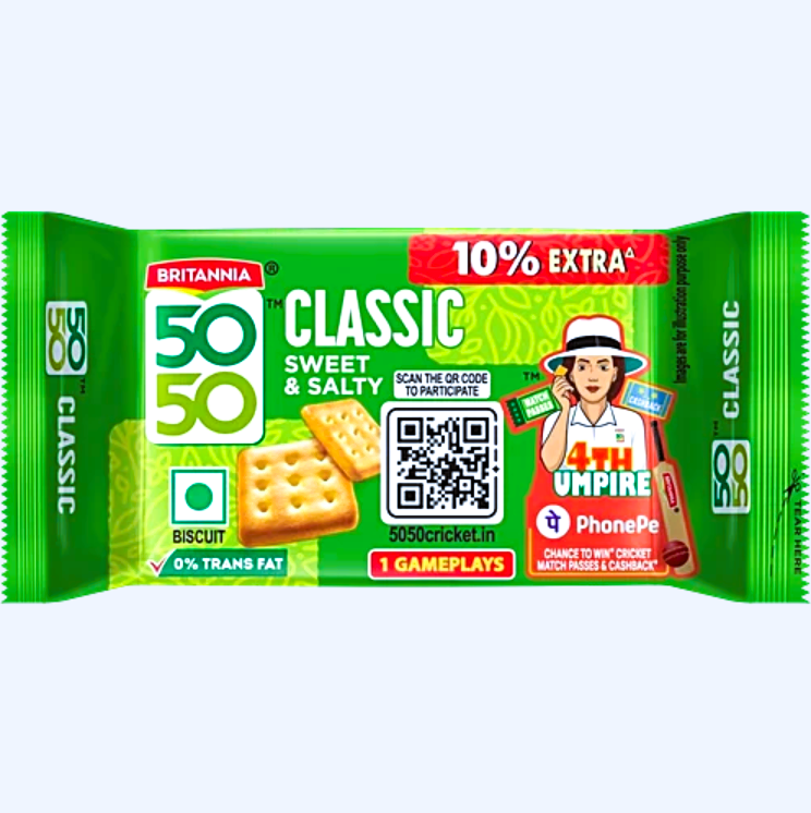 Britannia 50-50 Classic Sweet & Salty Biscuits, 28.4 g