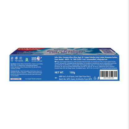 Colgate MaxFresh Breath Freshner Cavity Protection Toothpaste, 150g, Peppermint Ice, Blue Gel Paste with Menthol, Cooling crystals for fresh breath
