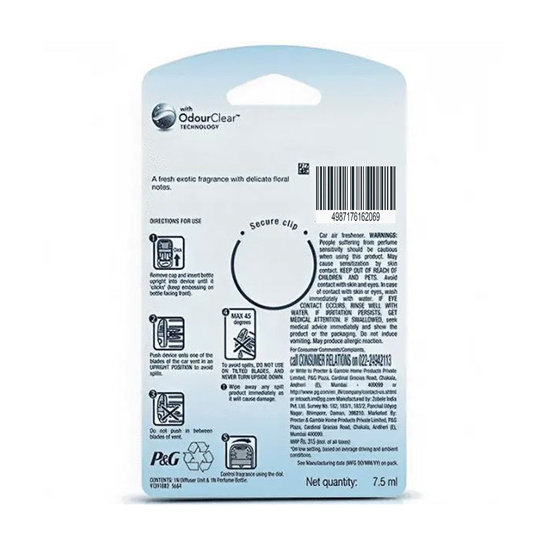 Ambipur Car Freshener- Exotic Jasmine, Starter Kit, 7.5 ml