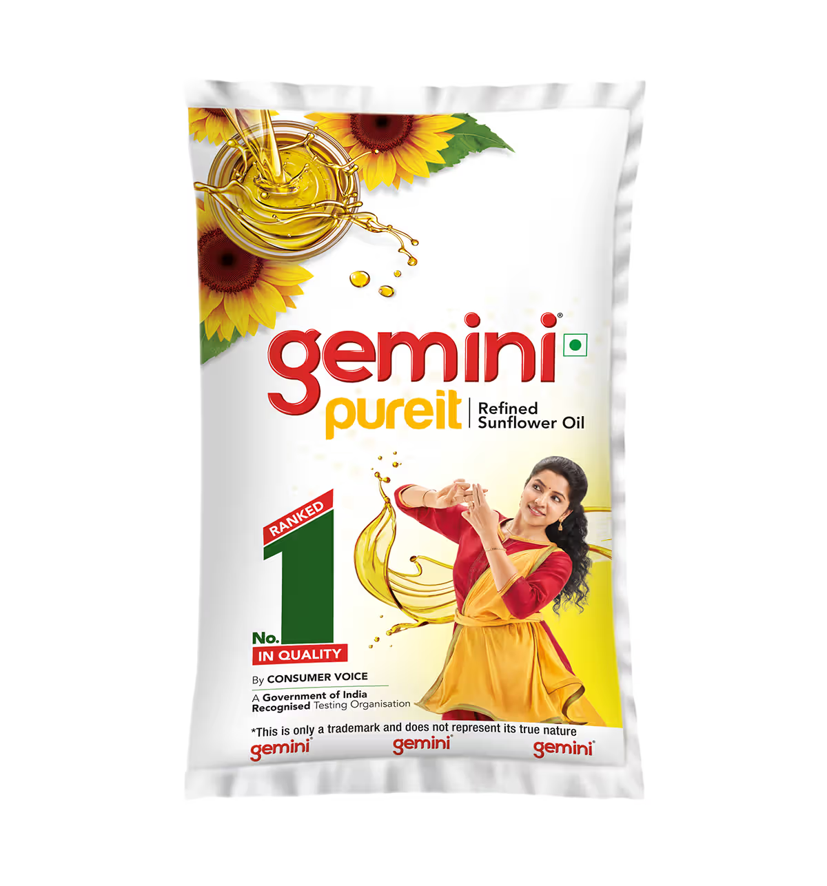 Gemini Sunflower Oil - With Nutri Fresh Technology 1 L Pouch