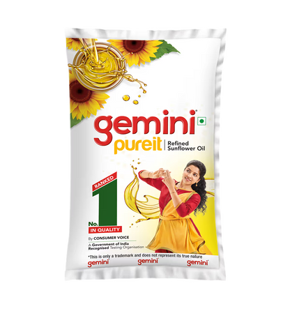 Gemini Sunflower Oil - With Nutri Fresh Technology 1 L Pouch