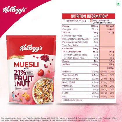 Kellogg's Muesli Fruit & Nut, 500 g Pouch