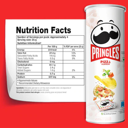 Pringles Pizza Potato Crisps, 102 g