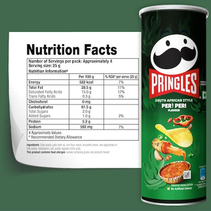 Pringles South African Style Peri Peri Potato Crisps, 102 g