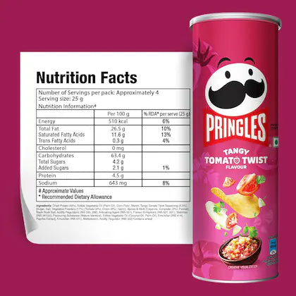 Pringles Potato Chips Tangy Tomato Twist, 102 g