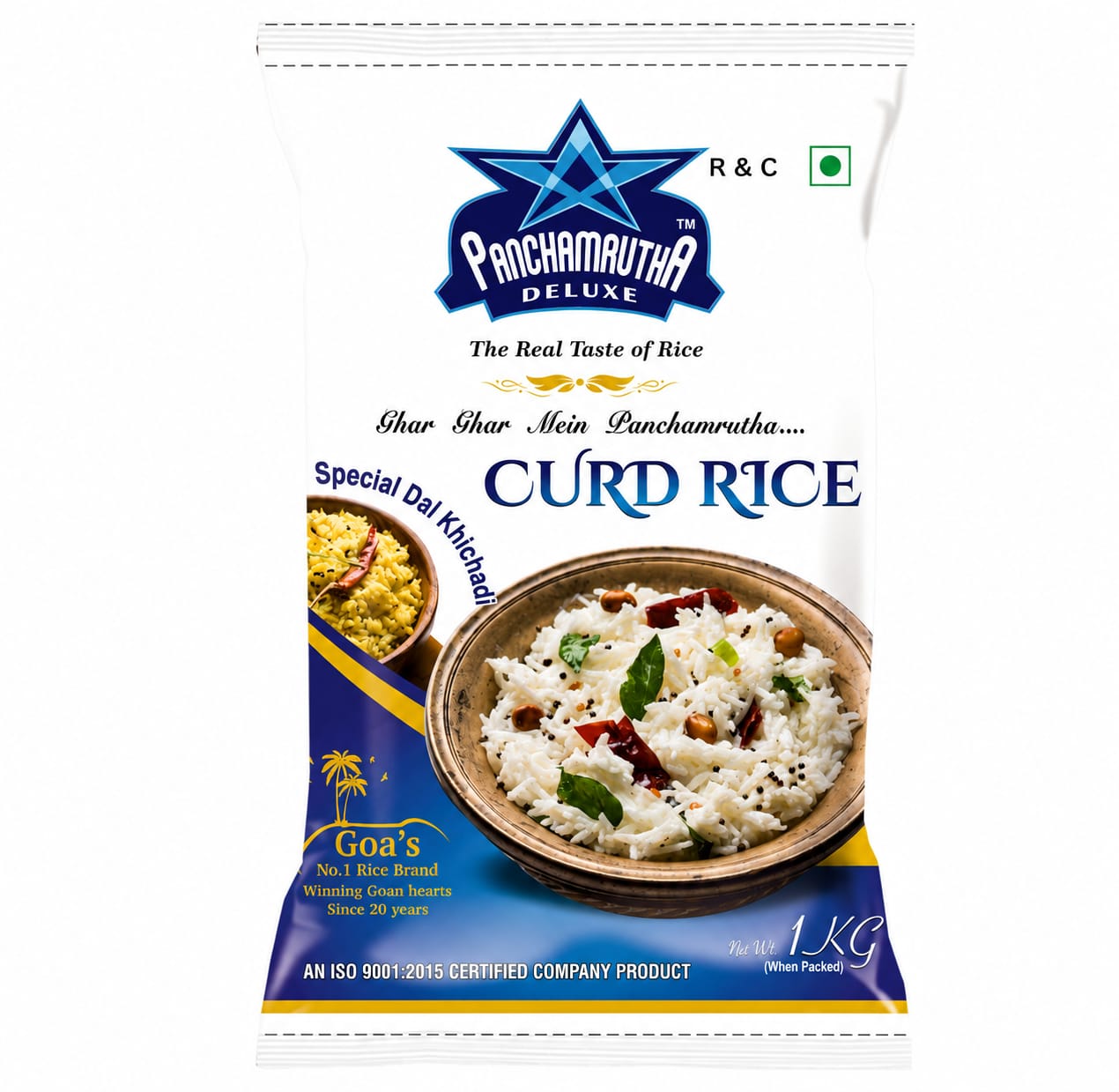 INDRAYANI, CURD RICE, PANCHAMRUTHA DELUXE, SEMI-POLISHED, +F(FORTIFIED WITH 9 ADDED VITAMINS & MINERALS)