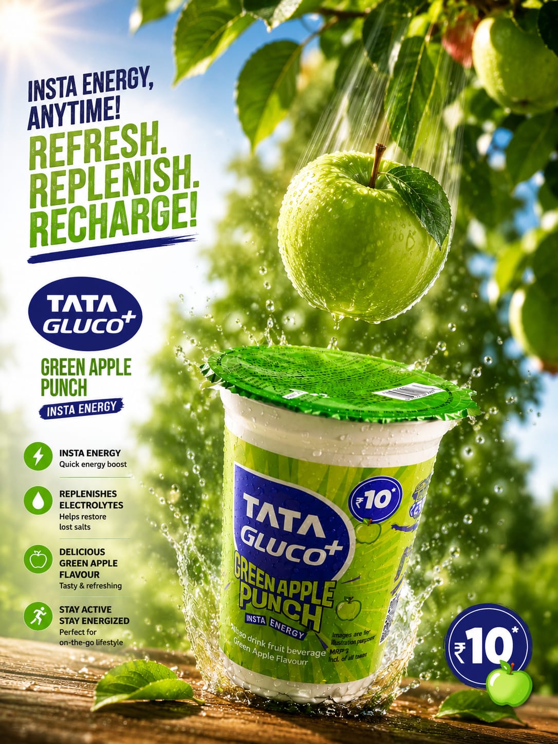 Tata Gluco Plus Green Apple Punch Drink 180 ml