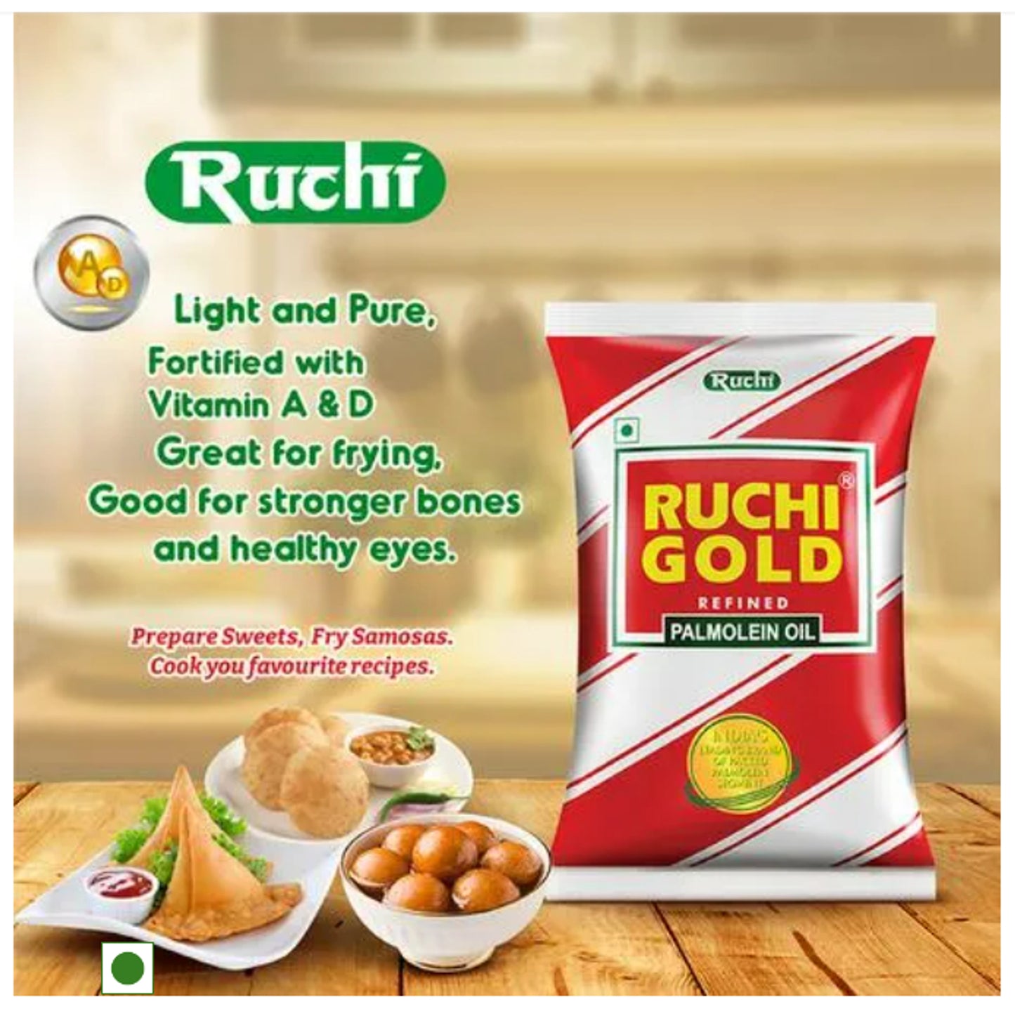 RUCHI Gold Refined Palmolein Oil, 850 g Pouch