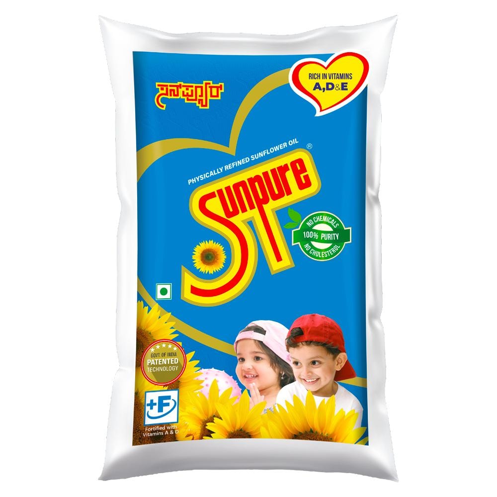 Sunpure Refined Sunflower Oil, 1 L Pouch